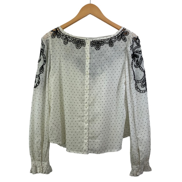 FREE PEOPLE Everything I Know Peasant Top Boho Long Sleeve Top H8 - Picture 5 of 9